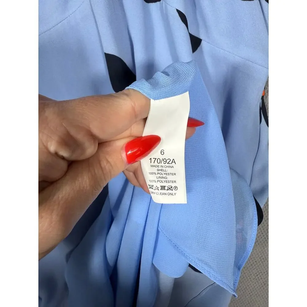 Kate Spade Grand Flora Twist Neck Dress Blue Floral Size 6 - Picture 5 of 6